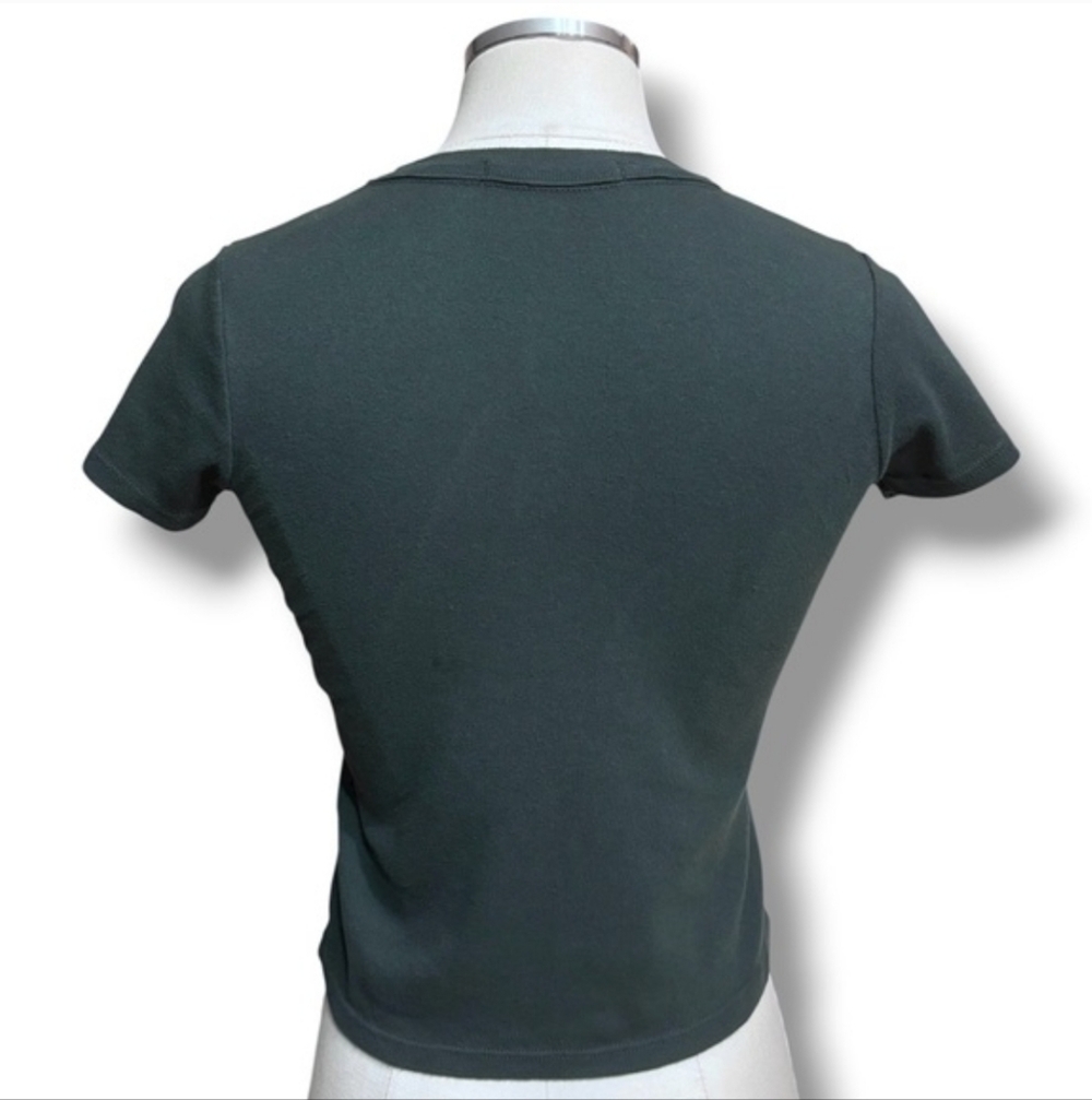 BRANDY MELVILLE Dark Green Cotton Cropped Shirt One Size - Picture 4 of 10